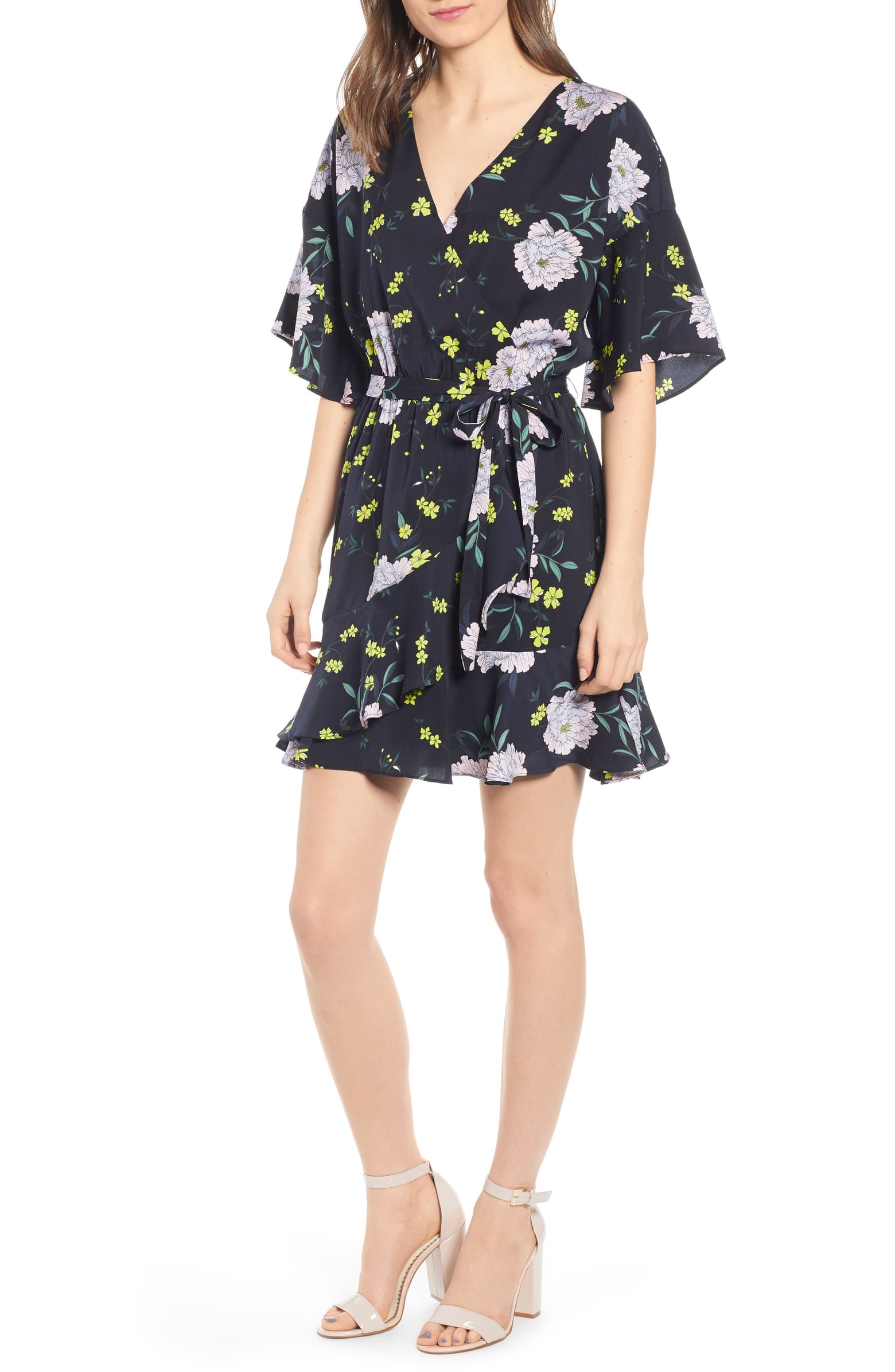 CUPCAKES AND CASHMERE Floral Wrap Dress 