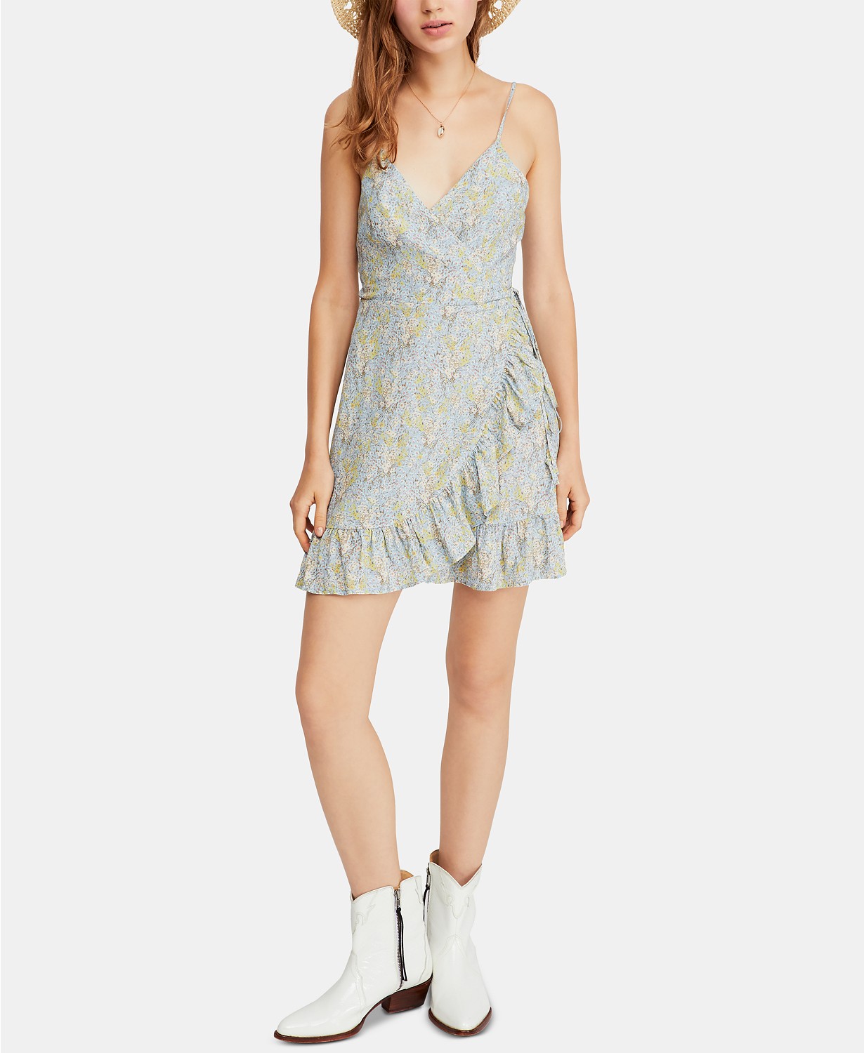 Free people all my love printed wrap clearance dress