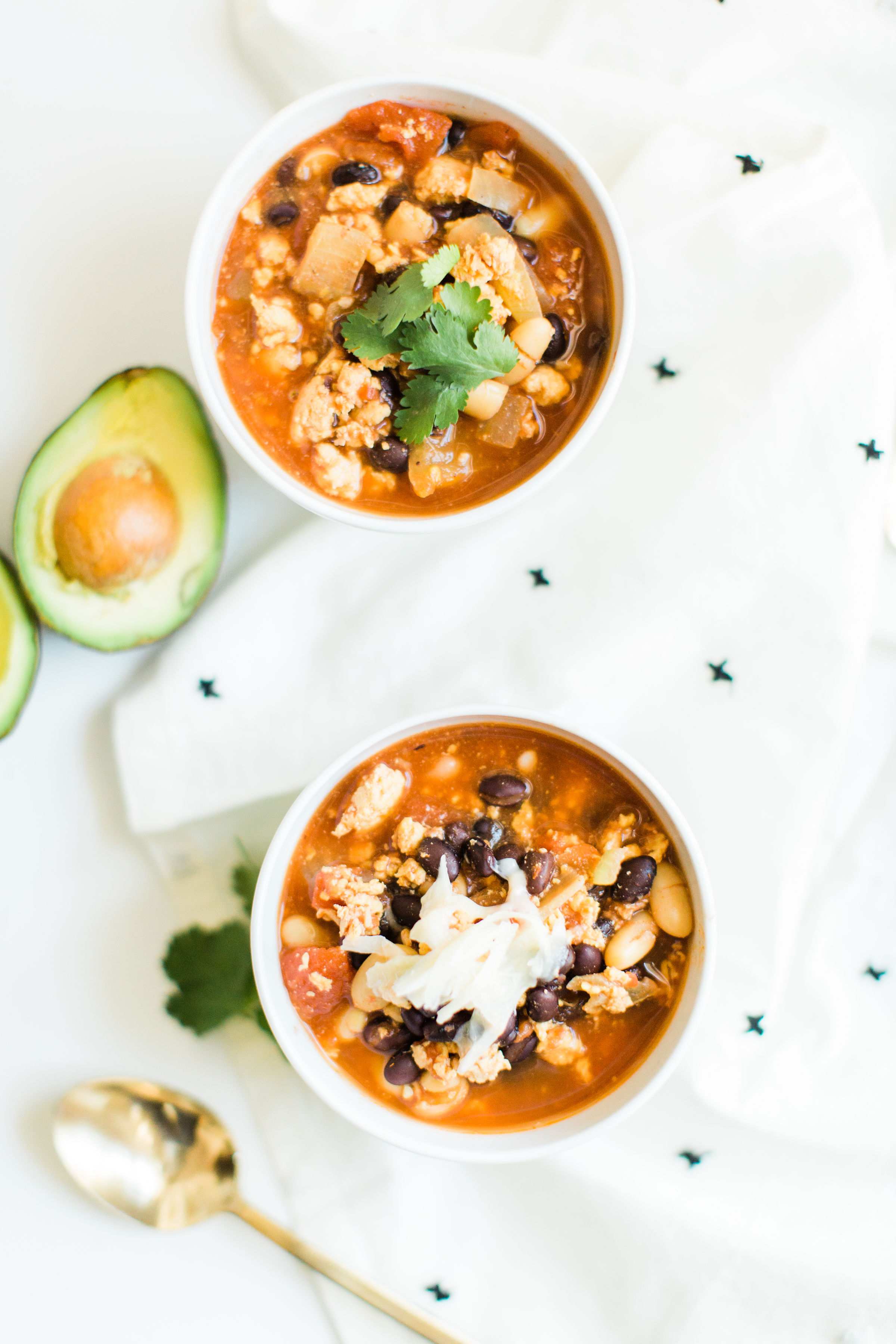 This easy and delicious ground chicken chili all comes together in an Instant Pot or crockpot.