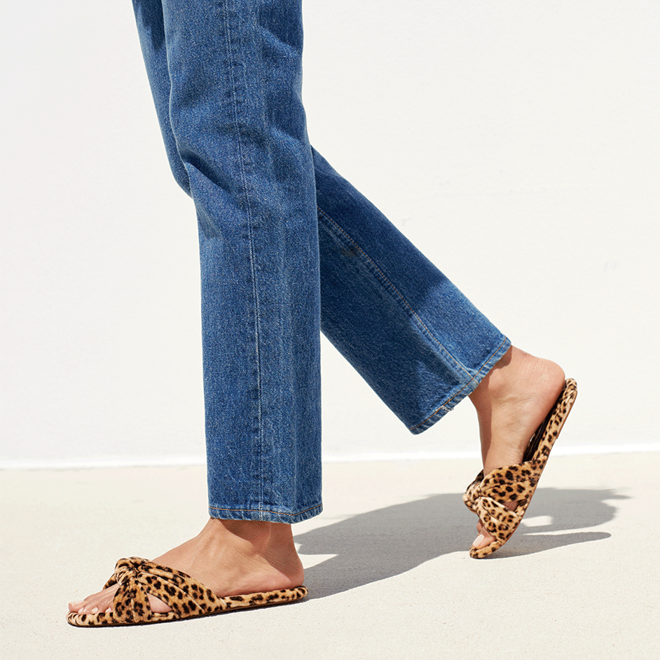 Loeffler Randall Polly Puffy Knot Sandal in Leopard Velvet 