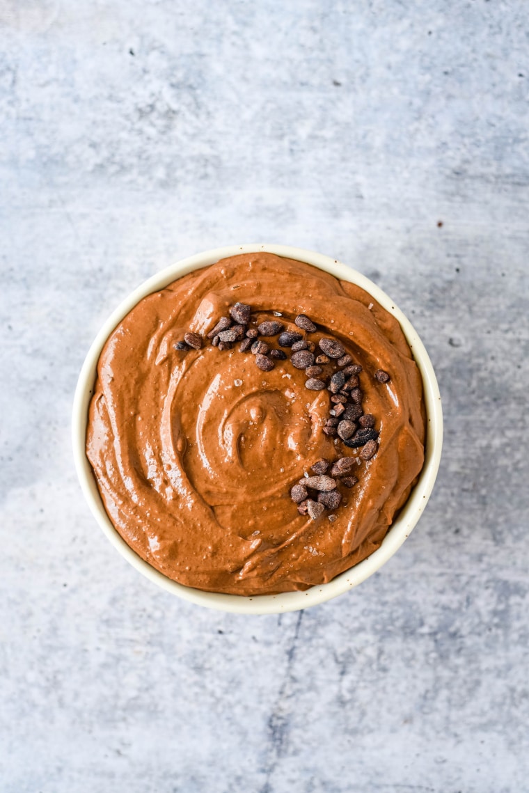 Healthy and decadent Kid-Approved Brownie Batter Dip secretly packed with black beans, greek yogurt, and peanut butter.