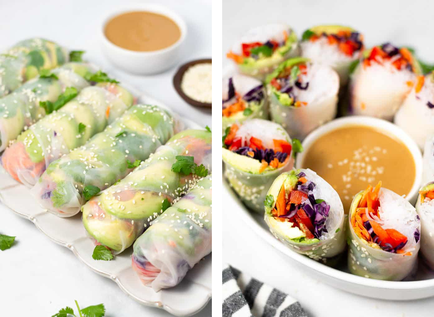 Easy Veggie Spring Rolls with Peanut Sauce Dipping Sauce