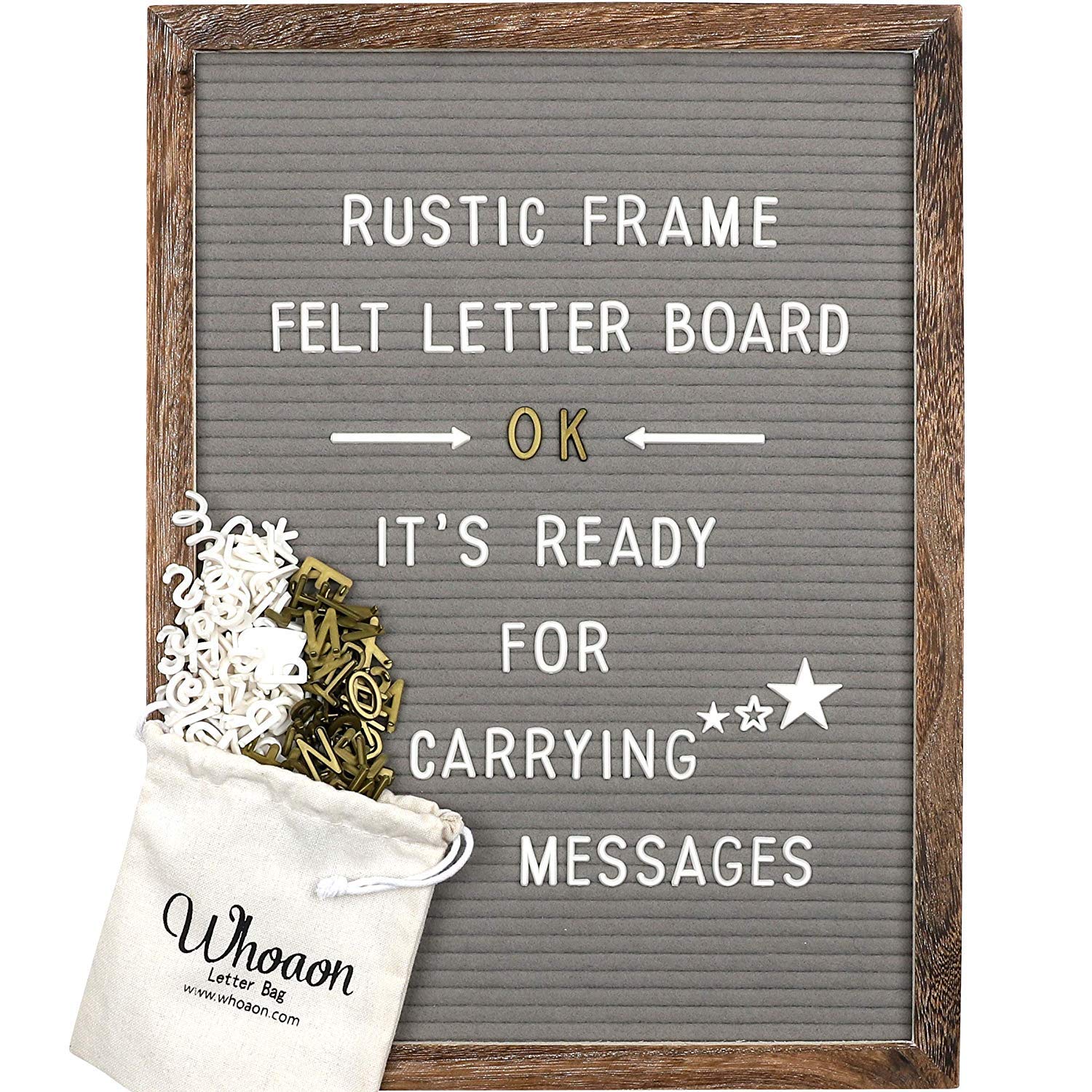 M favorite rustic Wood Farmhouse Frame Gray Felt Letter Board