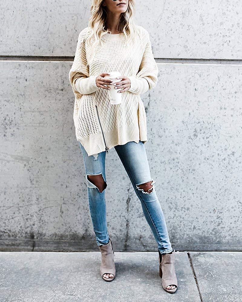 Knit Chic Pullover Sweater and distressed jeans