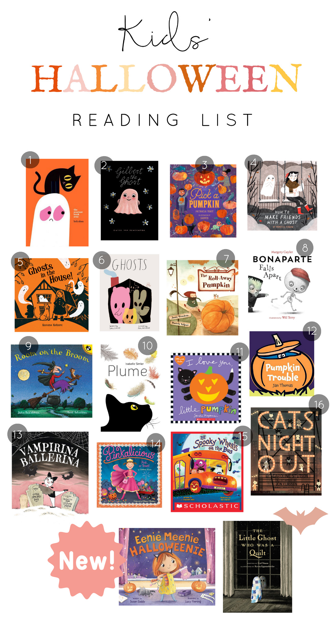 Usher in the Halloween spirit with 16 not so spooky Halloween books for kids that your whole family will love! These adorably frightful Halloween books are the perfect books to read aloud to your preschoolers and elementary schoolers! | @glitterinclexi | GLITTERINC.COM