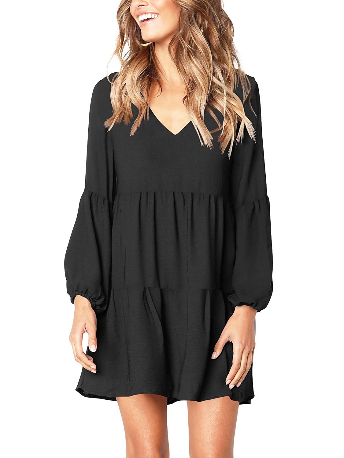  Dresses for Wedding Guest, Boho Outfits Women Dresses That Hide  Tummy Bulge Asymmetrical Dress Summer Fashion Elegant Solid Color V Neck  Lace Cocktail Dress Ruffle Short Sleeve (M, Black) : Clothing