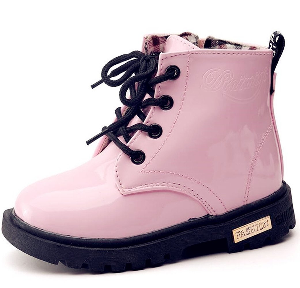 DADAWEN Boy's Girl's Waterproof Side Zipper Lace-Up Ankle Boots (Toddler/Little Kid/Big Kid)