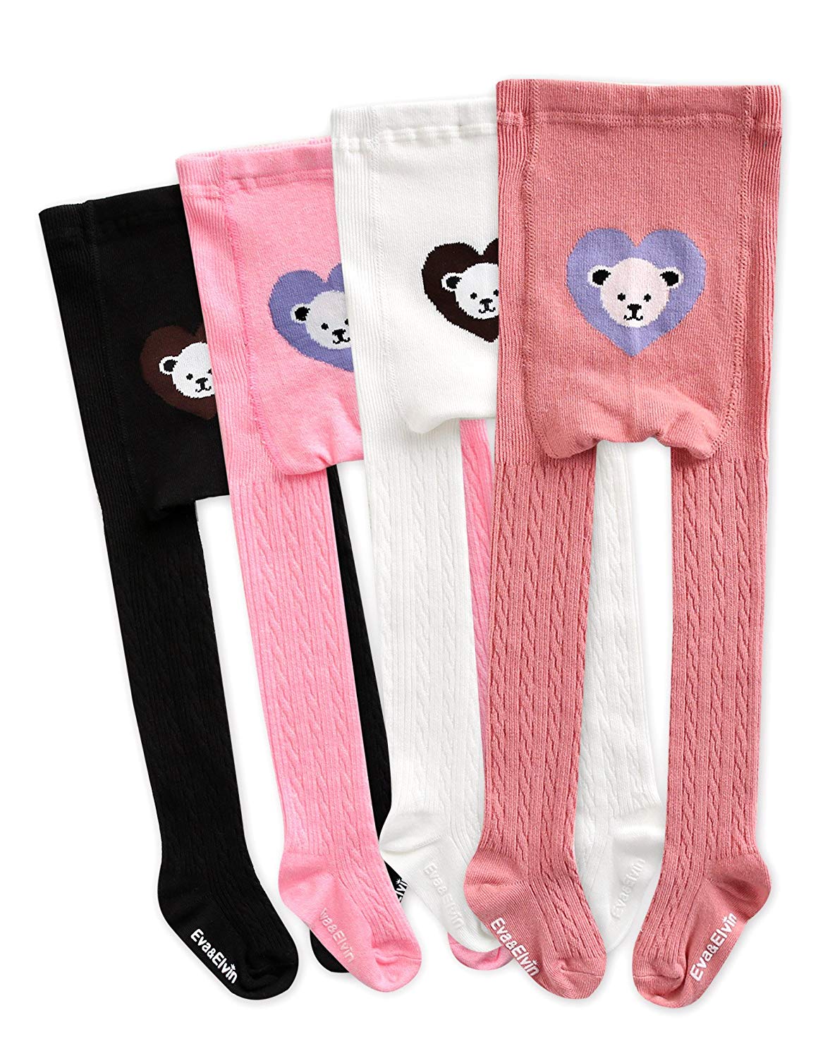 Eva&Elvin by Vaenait Baby 1-7Y Girls 4 Pairs Leggings Pants Tights Heart Bear