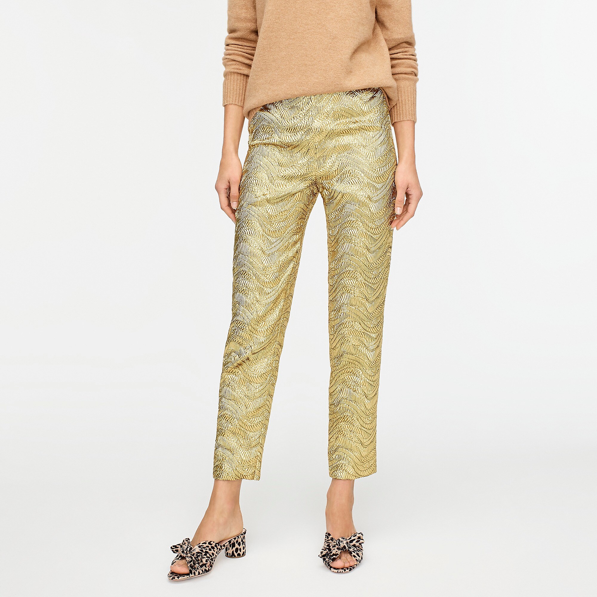 WEEKLY FINDS // J.Crew Collection high-rise cigarette pant in metallic leaf jacquard 