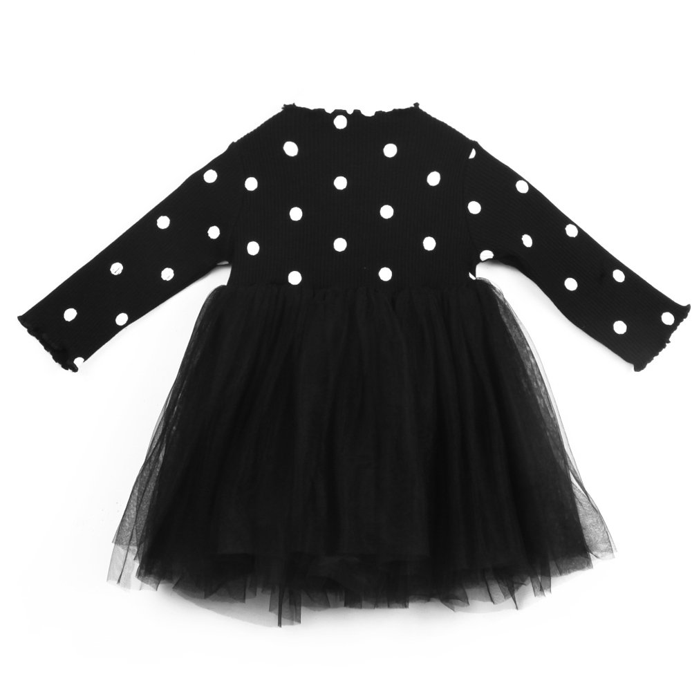 Kids Toddler Baby Girl Long Sleeve Polka Dots Knitted Sweater Top Princess Party Tutu Dress Autumn