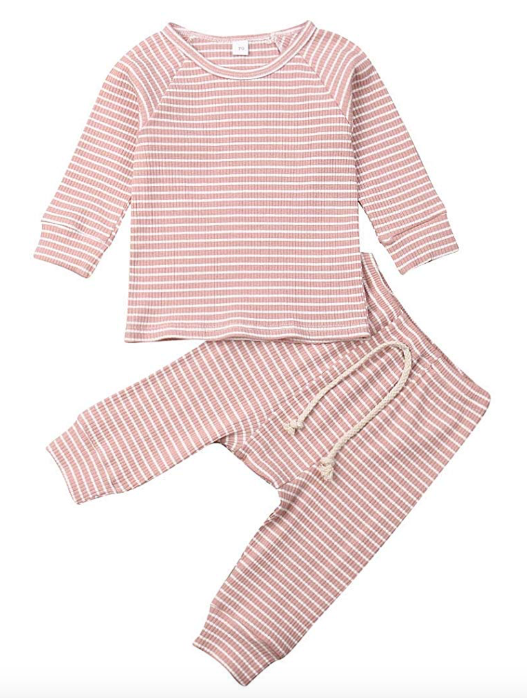 Newborn Unisex Baby Clothes Outfits Long Sleeve Ribbed 2 Piece Set