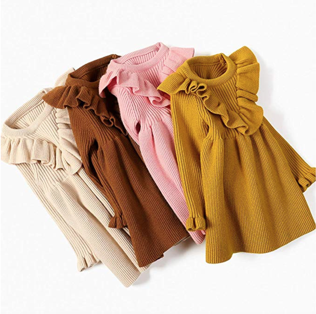 Baby Girl Outfits Long Sleeve T-Shirt Knit Ribbed Pants Set Fall Winter  Clothes