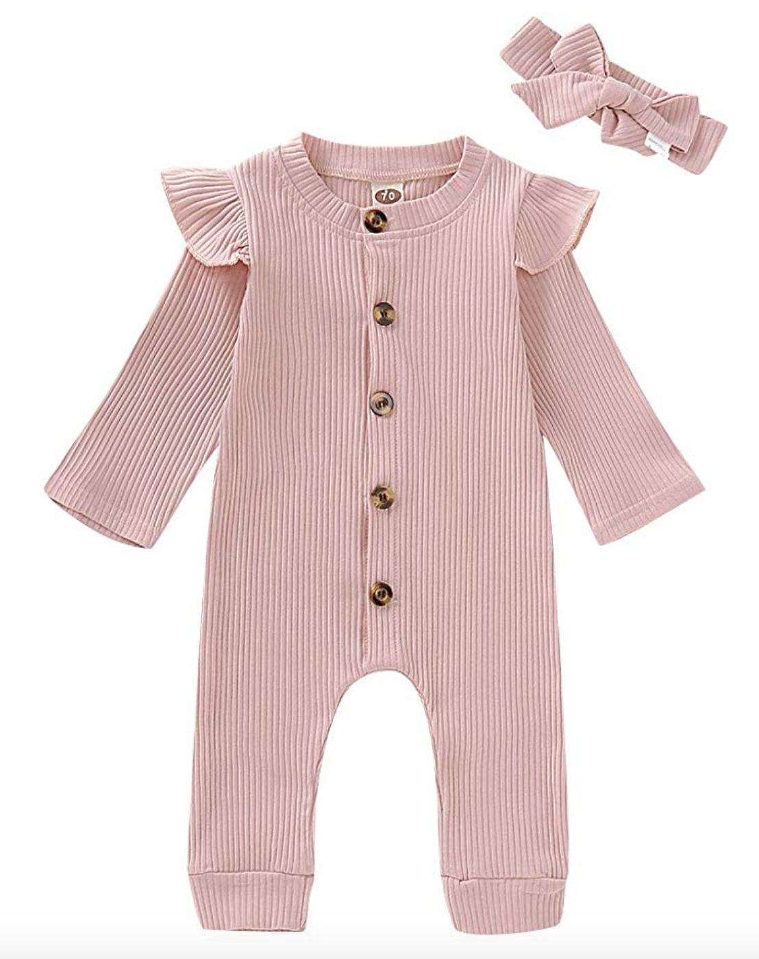 Newborn Baby Girl Jumpsuit Cotton Linen Solid Romper Short Sleeve One-Piece Bodysuit 