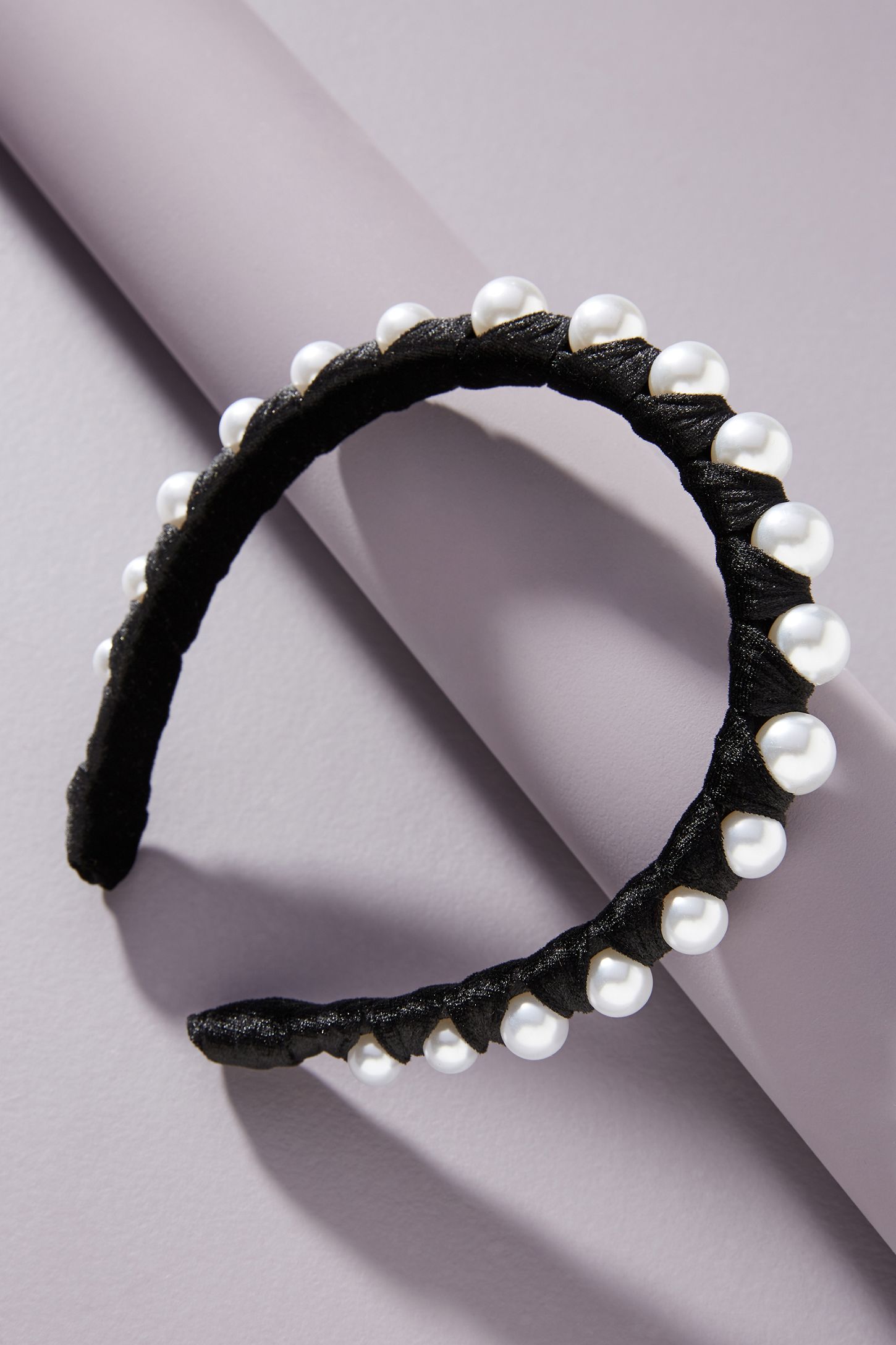 Anthropologie Abbie Velvet Pearl Headband