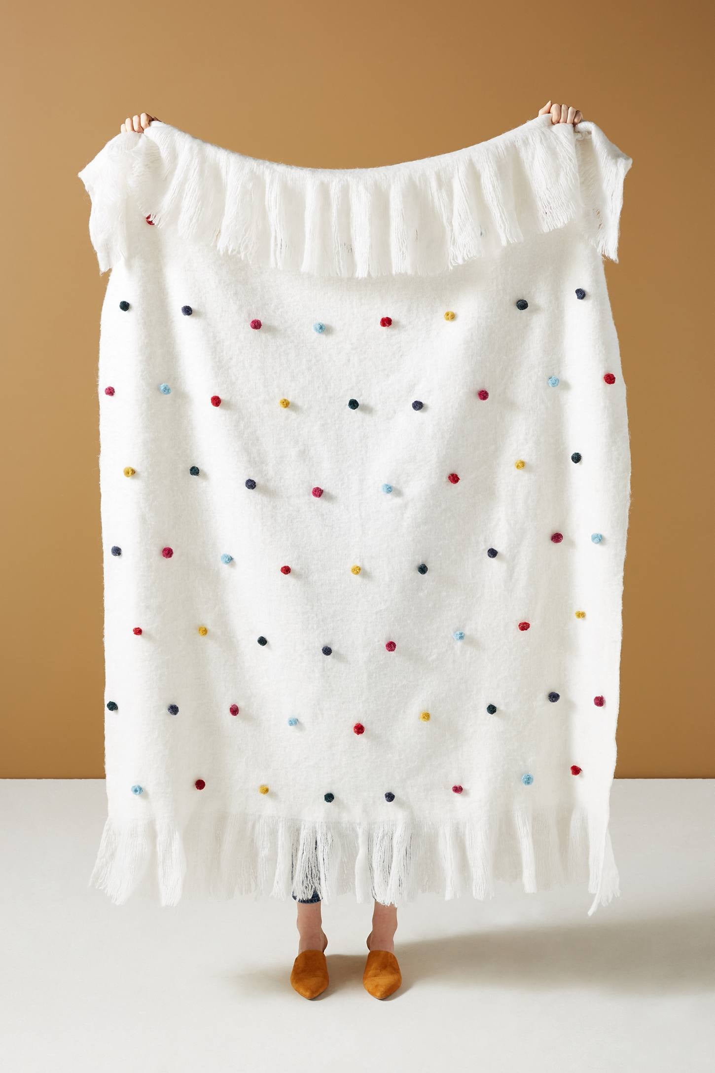 Anthropologie Hilda Pom Throw Blanket