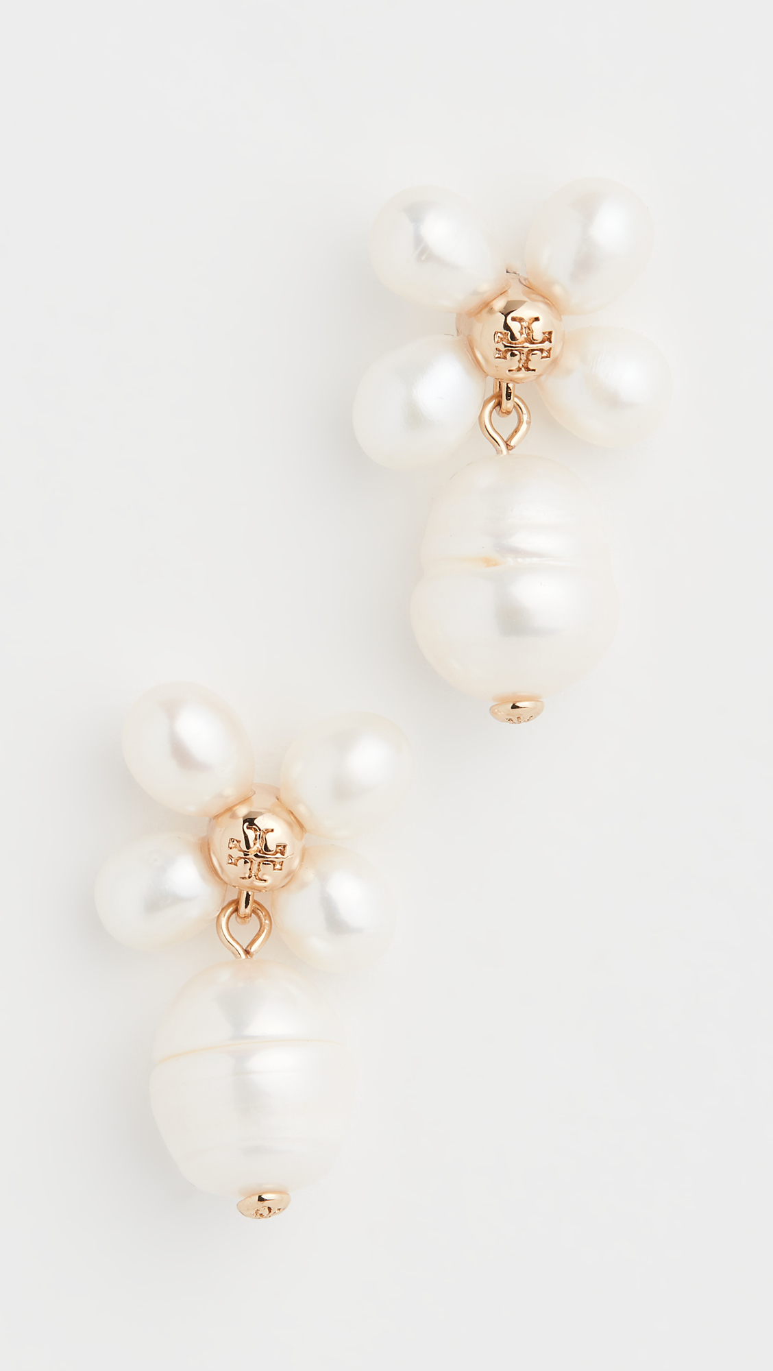 Tory Burch Buddy Clover Pearl Drop Earrings 