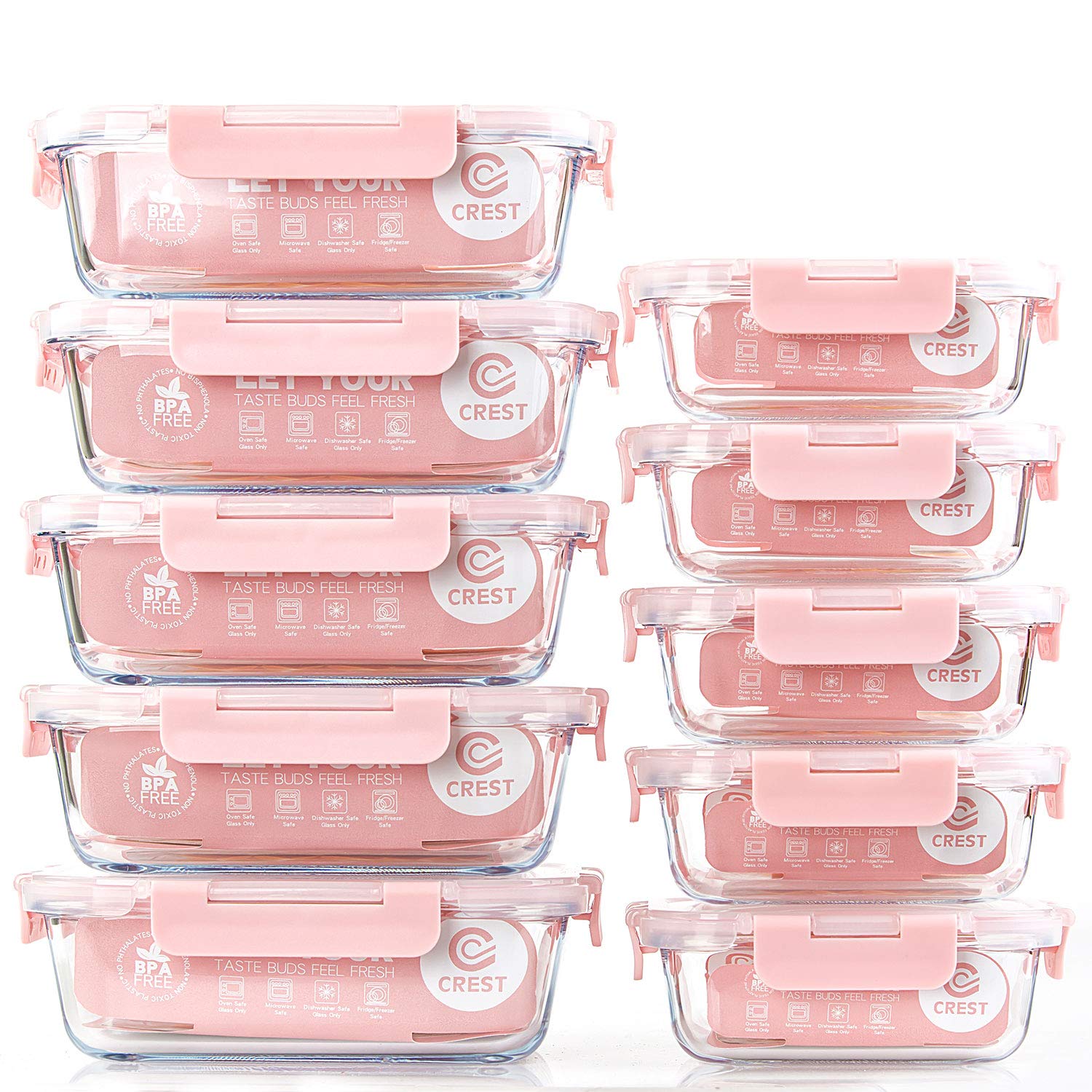 [10 Pack] Glass Meal Prep Containers, Food Storage Containers with Lids Airtight