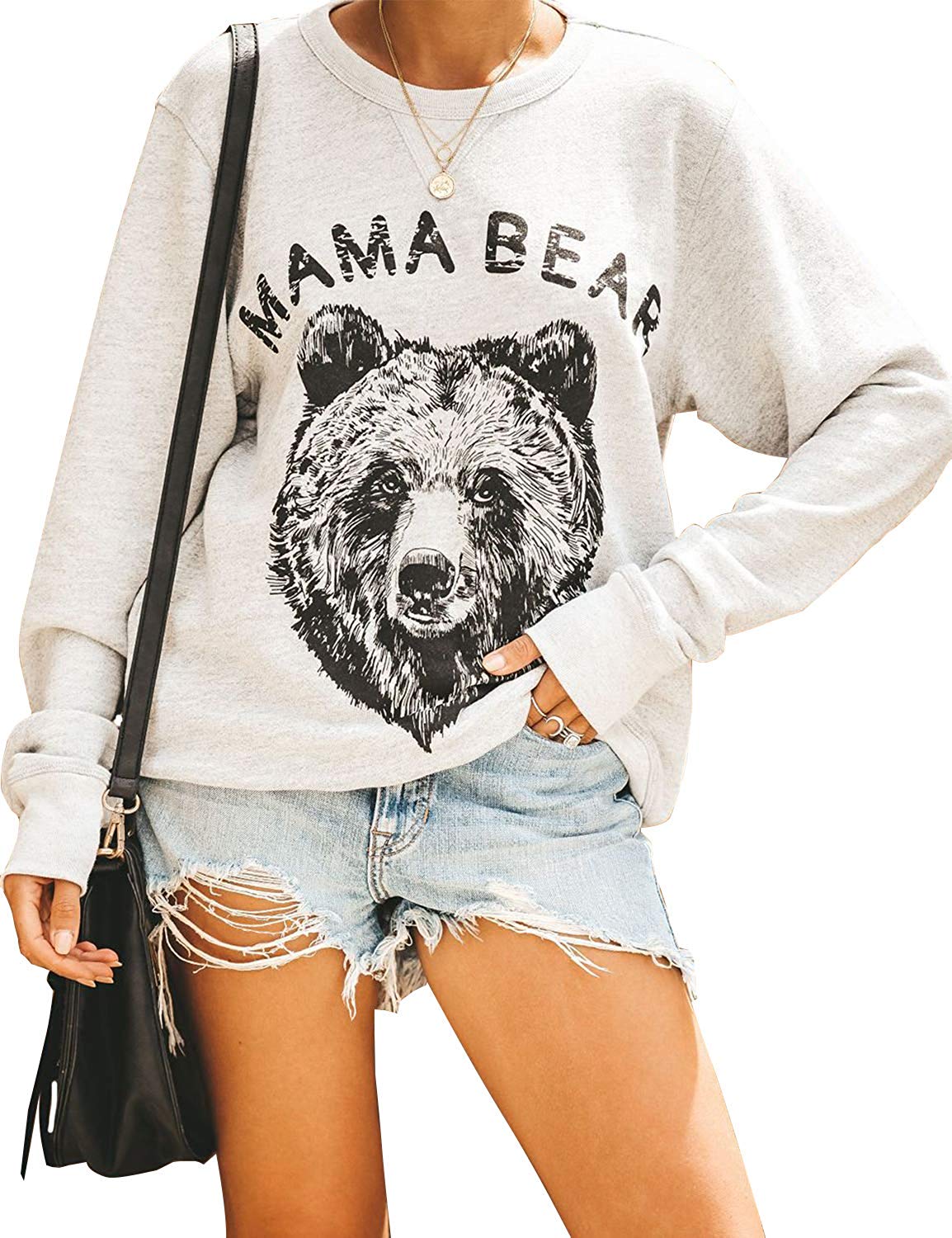 Mama Bear Life Cute Floral Top Gifts Mom Boho Women Hoodie