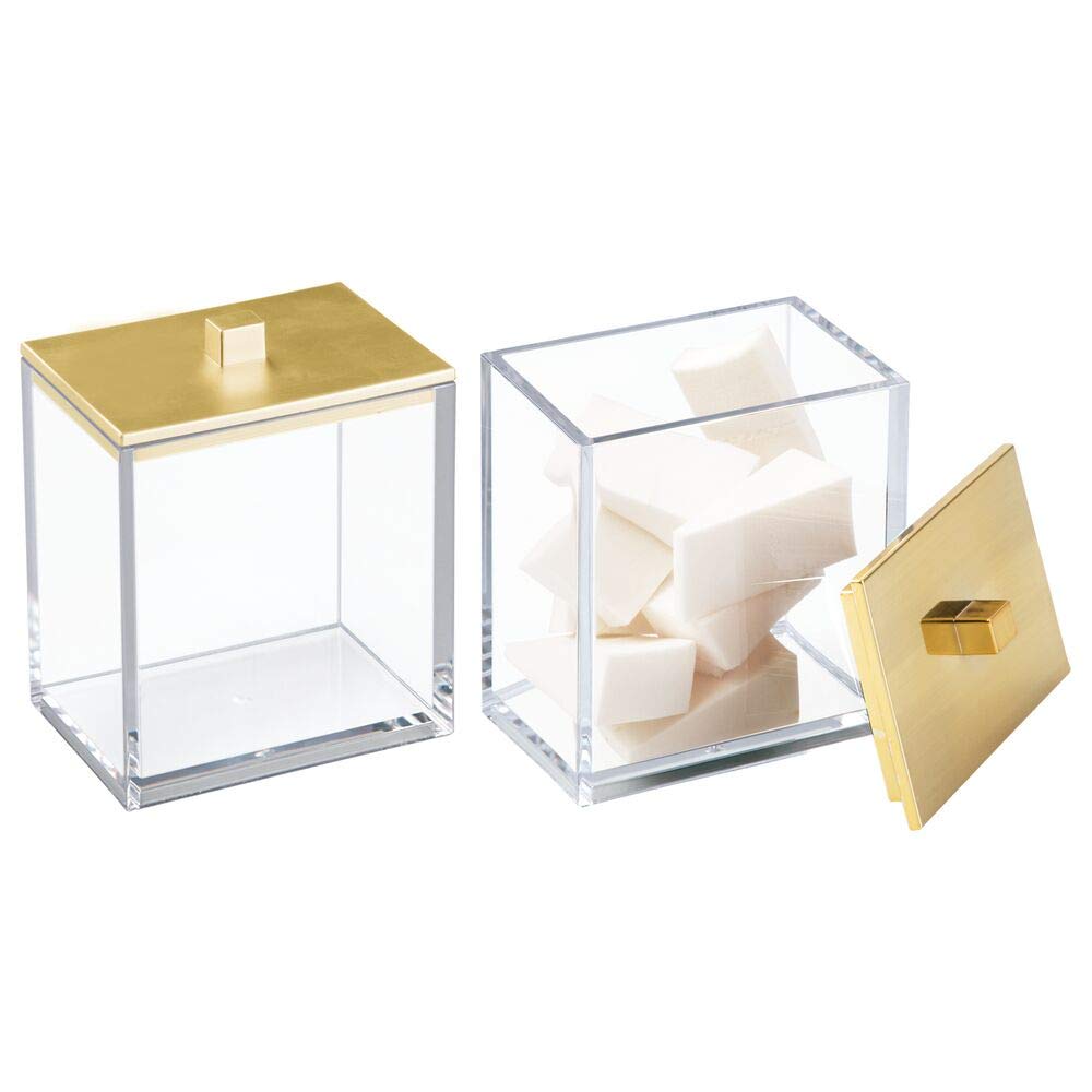 Modern Square Bathroom Vanity Countertop Storage Organizer Canister Jars