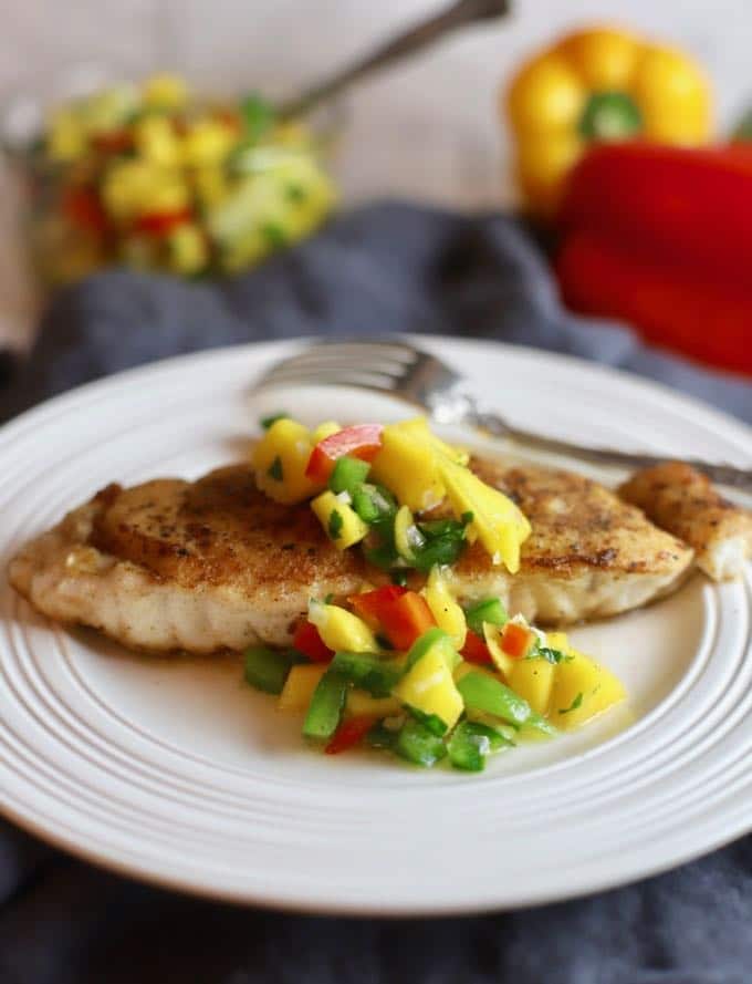 Pan Seared Red Snapper with Mango Salsa