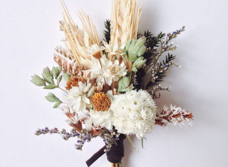 Meadowlark Flower and Wheat Boutonniere Arrangement