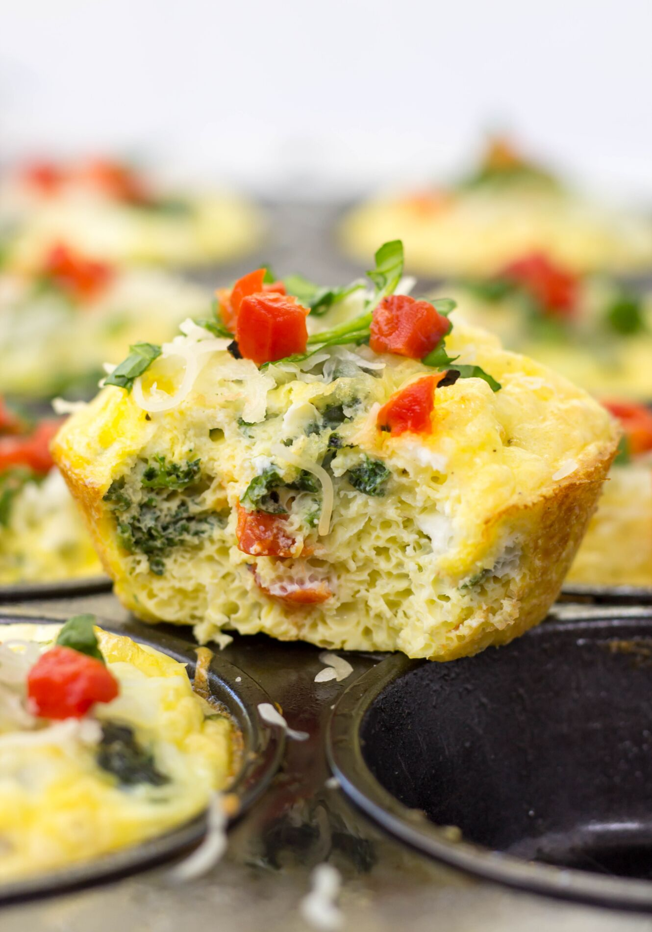 Roasted Bell Pepper and Spinach Egg Cups