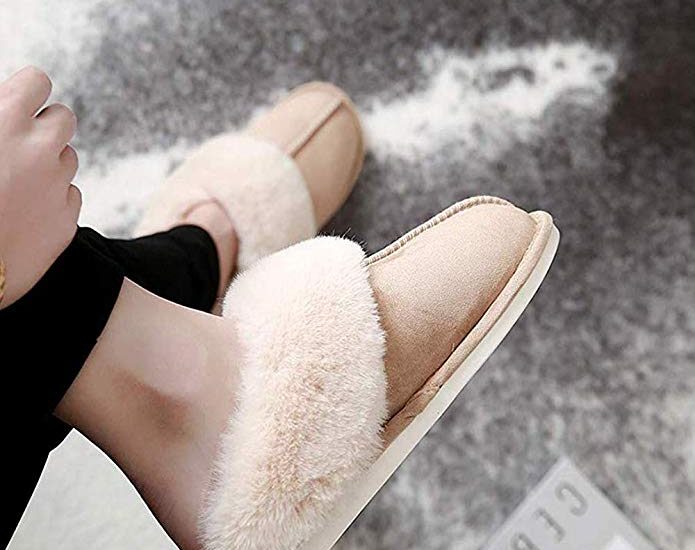WATMAID Women's House Slippers Memory Foam Fluffy Soft Slippers, Slip on Winter Warm Shoes for Women