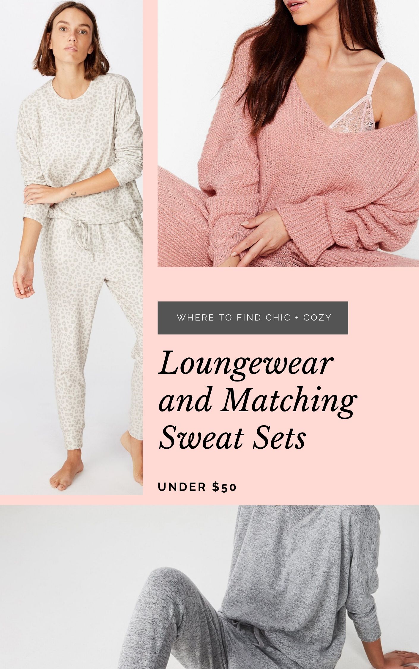 Slip into one of these adorably chic and on trend Loungewear Sets and Matching Sweatsuits, look cute as could be from the comfort of your sofa, and and stay on budget. These adorable and under $50 cozy and chic sets will get you through the season in total comfort! | glitterinc.com | @glitterinc // 