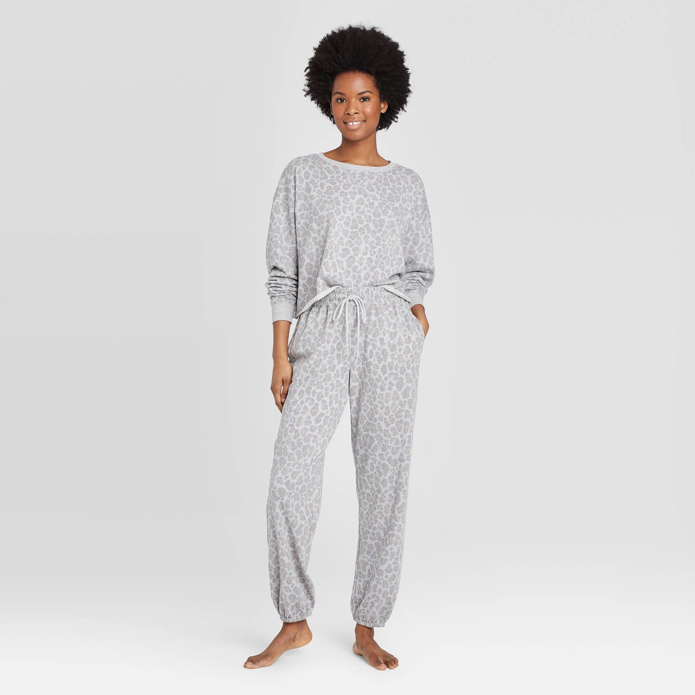 Kelsey Womens Sweatshirt Jogger Pajama Set - Tip Toes