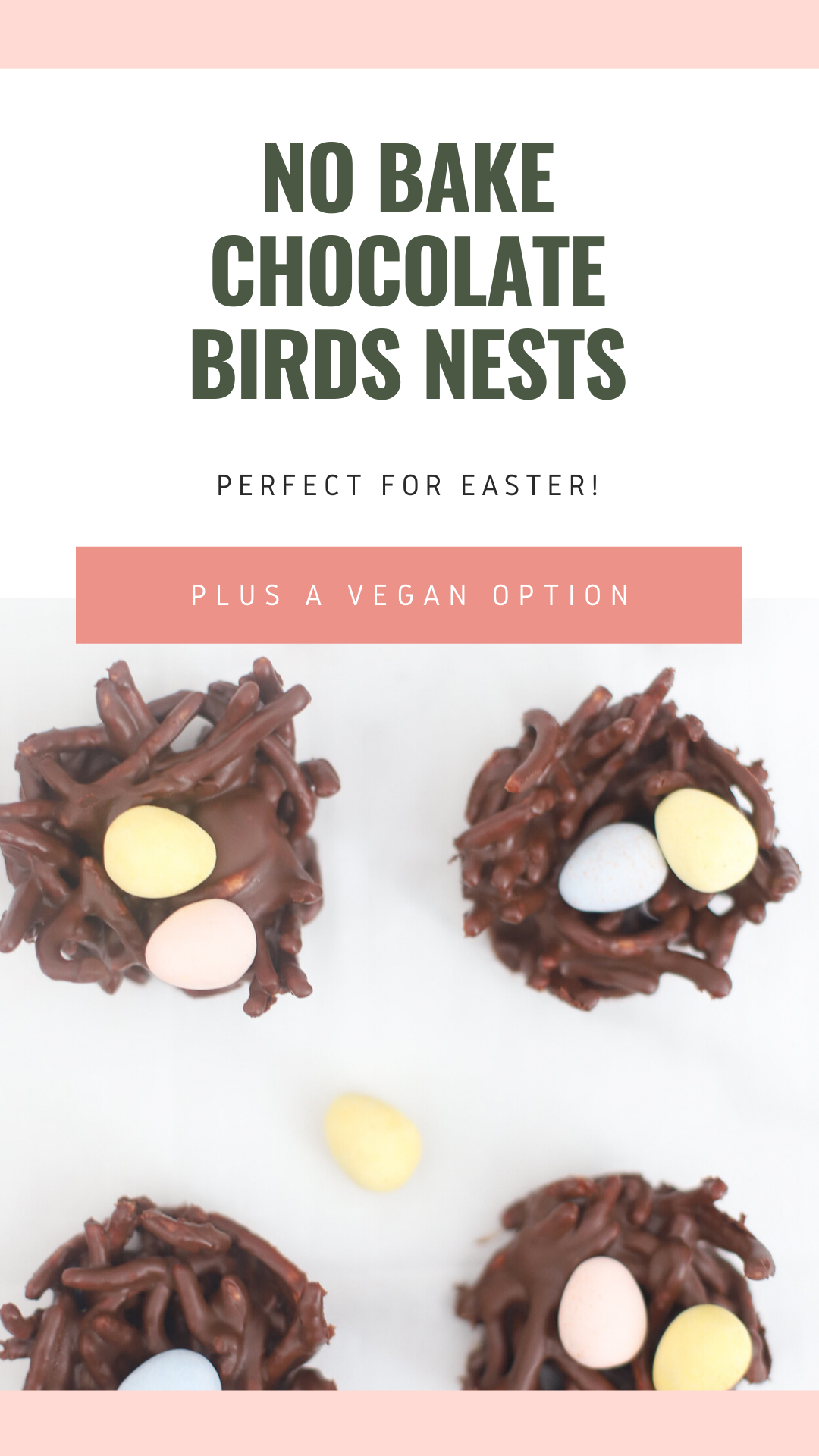 Celebrate Easter and the spring season with these adorable no-bake chocolate birds nests. The recipe is super simple to make, totally kid-friendly, and with a few easy tweaks, your chocolate bird's nest can be made totally vegan! | glitterinc.com | @glitterinc