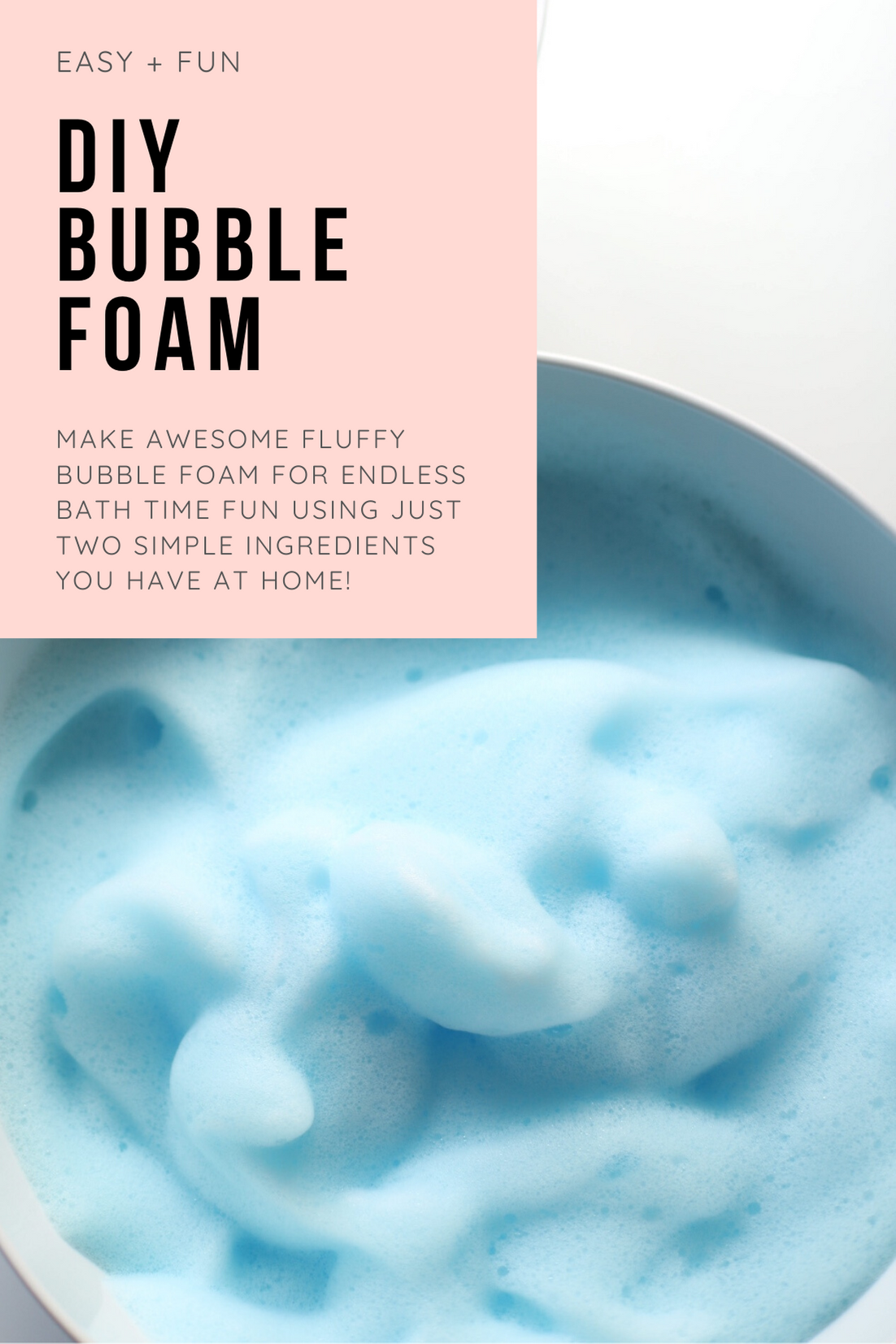 Make your own super fluffy DIY bubble foam (our kids call it bath snow) and watch the bath time magic unfold! Make your DIY bubble foam extra colorful or keep it white as snow. Either way, kids will love this awesome and easy activity made using just two ingredients you definitely have at home! Click through for the recipe. | glitterinc.com | @glitterinc