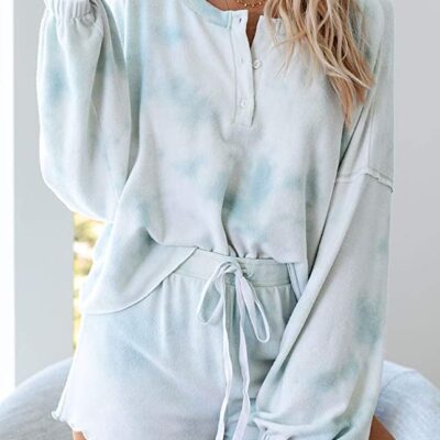 WEEKLY FINDS, Including this Womens Tie Dye Printed Ruffle Short Lounge Sweat Pajamas Set