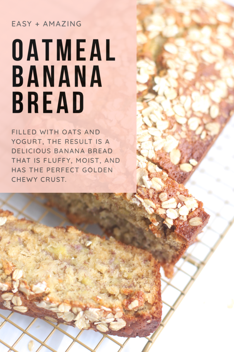 Oatmeal banana bread is the most amazing twist on a more classic banana quick bread. Filled with oats and yogurt, the recipe results in a delicious banana bread that is fluffy, moist, and has the perfect chewy crust. Click through for the recipe. | glitterinc.com | @glitterinc