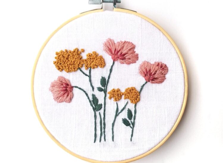 Wild Poppies Embroidery Kit with Embroidery Pattern and Embroidery Supplies