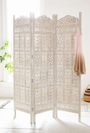 Urban outfitters Amber Carved Wood Room Divider Screen