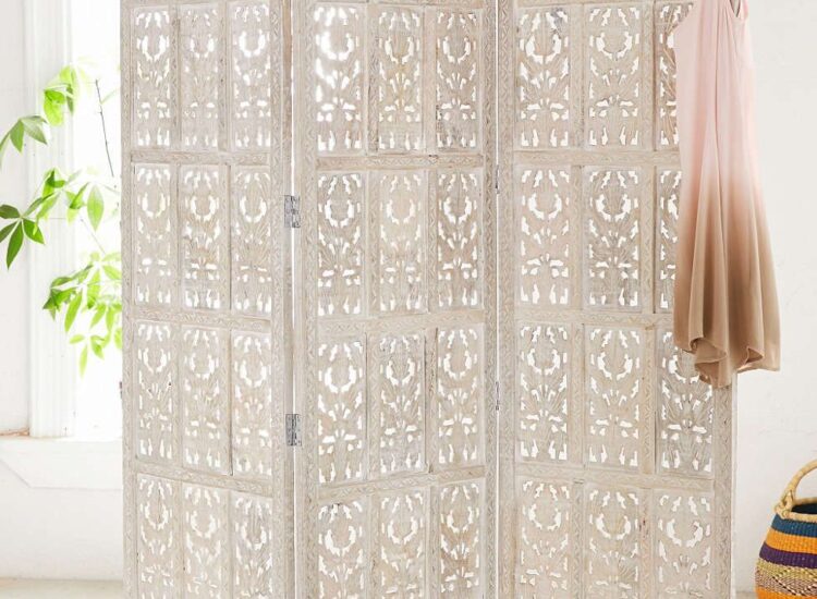Urban outfitters Amber Carved Wood Room Divider Screen