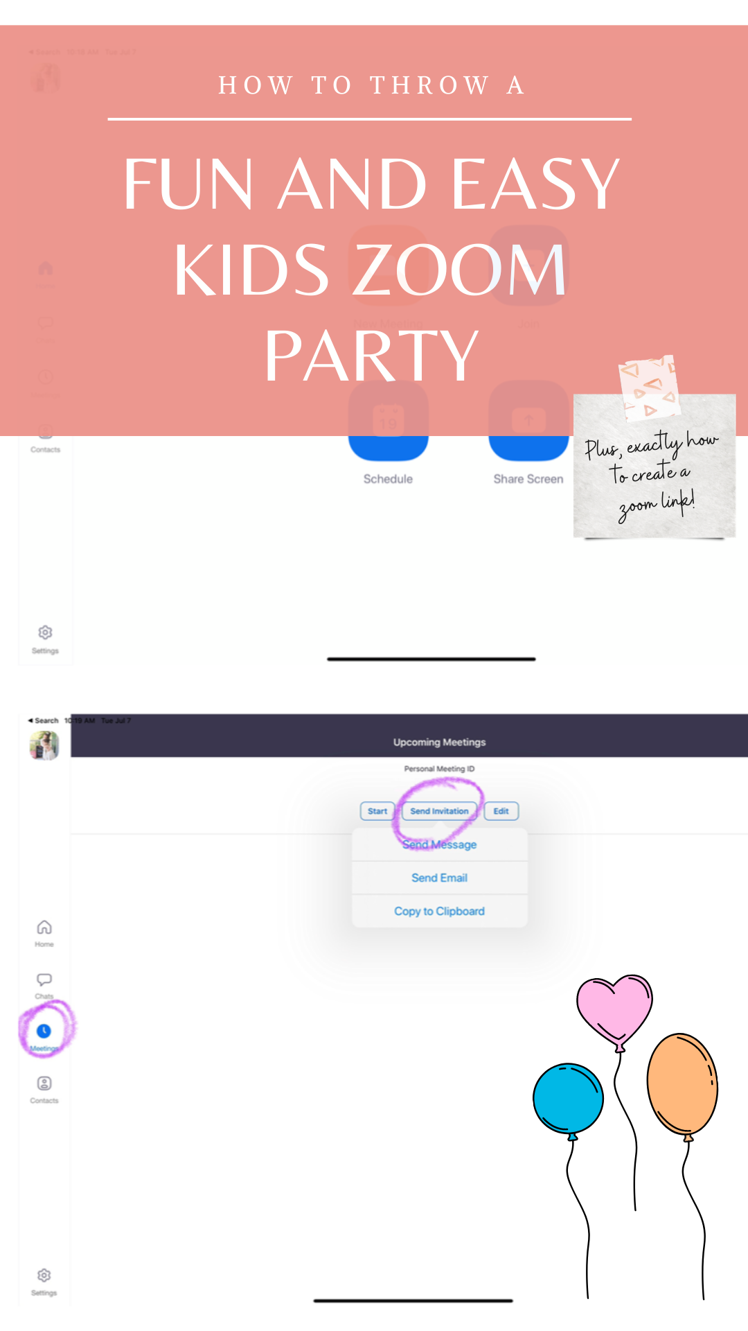 How to Create a Zoom Party Link for a Social Distance Birthday Invite - GLITTERINC.COM