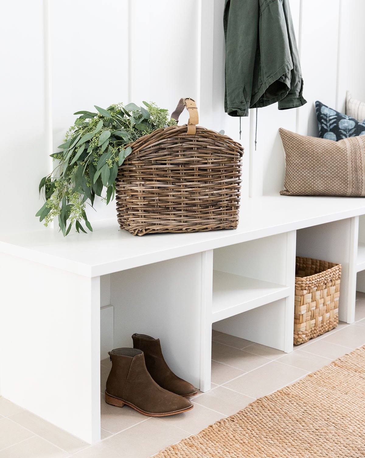 MCGEE & CO. RATTAN MAGAZINE BASKET