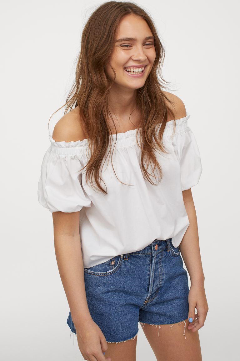 H&M Off-the-shoulder Cotton Blouse