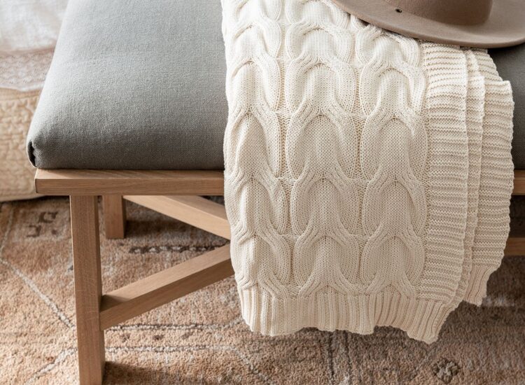 Bench Styling // McGee and Co Ivory Cotton Knit Throw