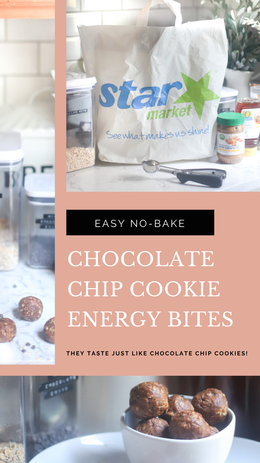 AD: Anyone else fall into that 3 o’clock afternoon slump, craving something sweet? I’ve got you covered! I’ve teamed up with Star Market to bring you our favorite CHOCOLATE CHIP COOKIE ENERGY BITES! These easy no-bake cookie balls are full of healthier ingredients like gluten-free oats, almond butter, and plant-based protein powder; and bonus: they taste just like chocolate chip cookies! Grab the #recipe today on GLITTERINC.COM. #OOrganics #StarMarket