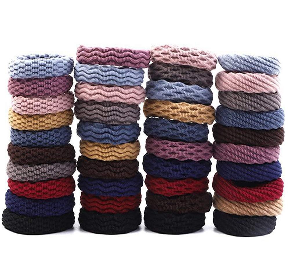 40pcs Hair Ties for Thick Hair, Hair Ties No Crease, Seamless Cotton Hair Bands for Women