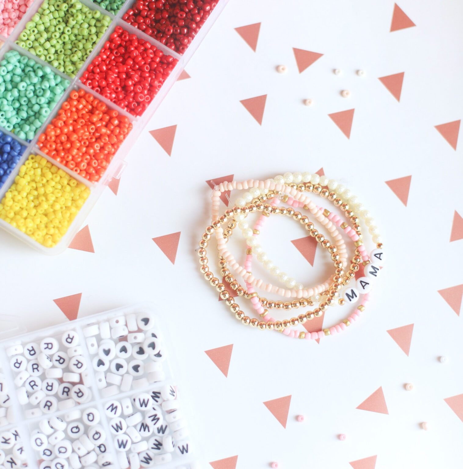 DIY Gold Bead Letter Bracelets (The Perfect Gift To Send Via Snail Mail