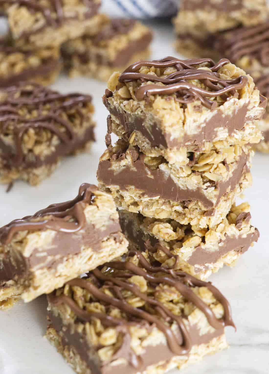 No Bake Chocolate Nutella Oatmeal Bars