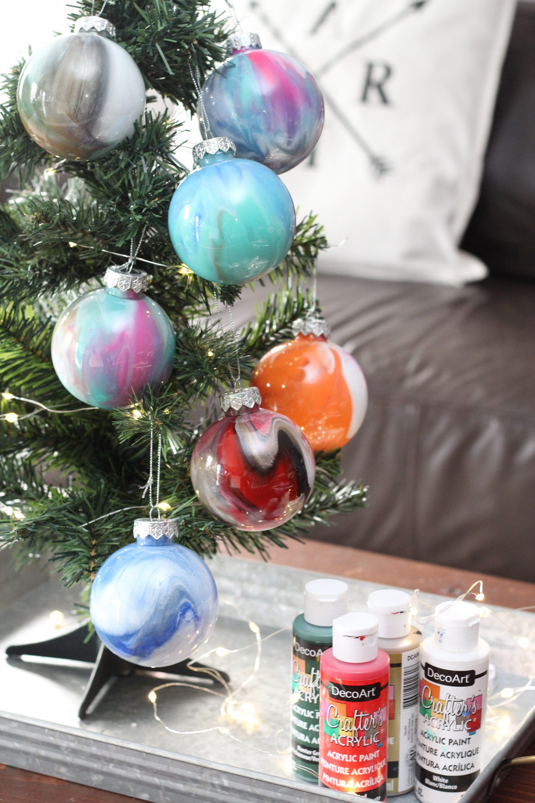 DIY Paint Swirl Ornament Balls