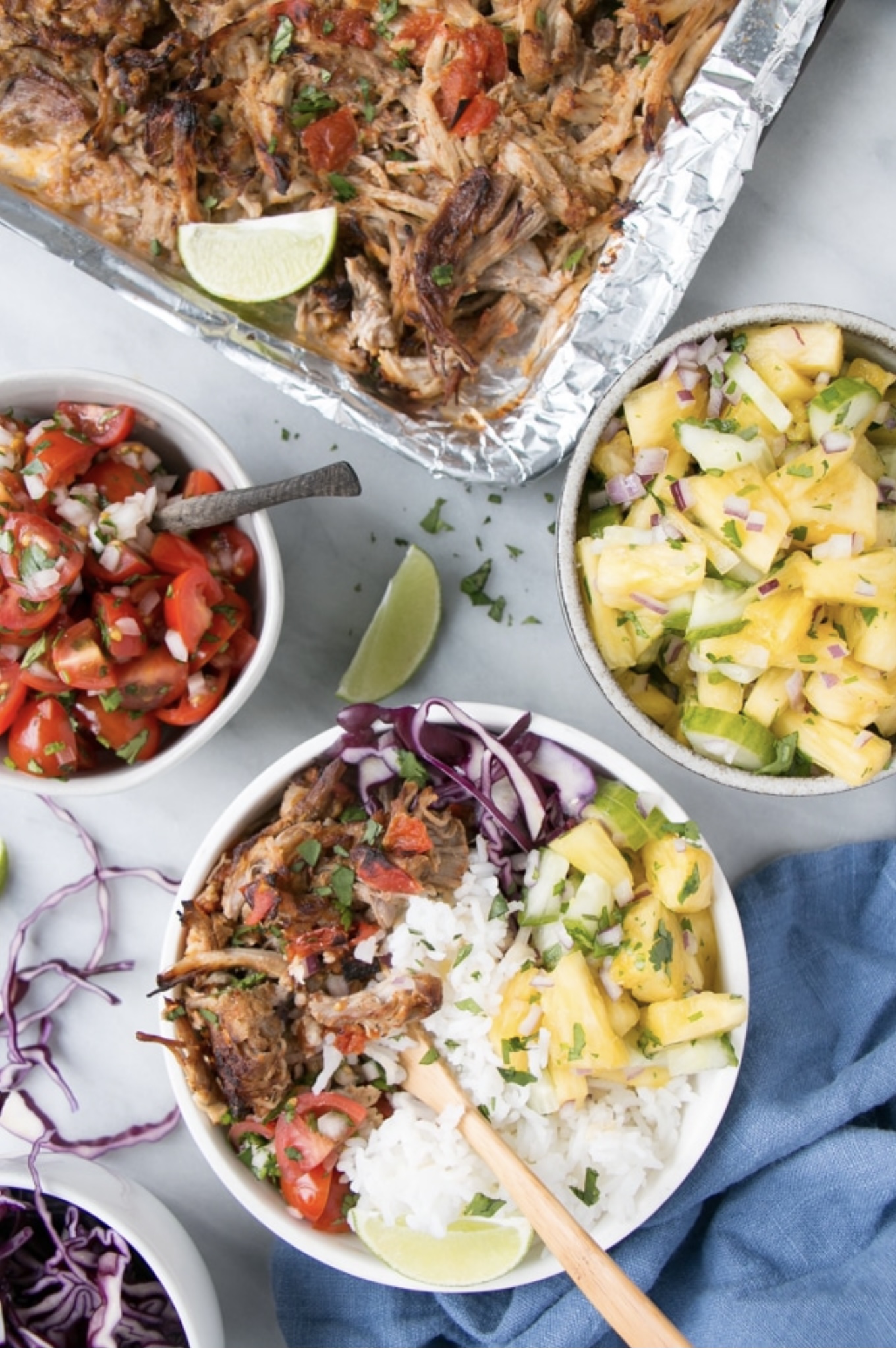 Slow Cooker Pork Carnitas Burrito Bowls