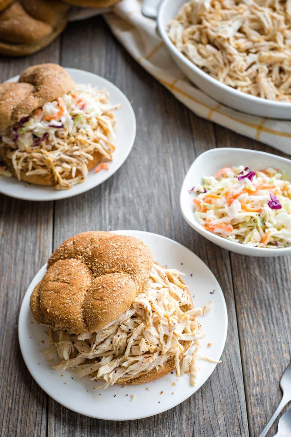 Carolina-Style Instant Pot Shredded BBQ Chicken Sandwiches