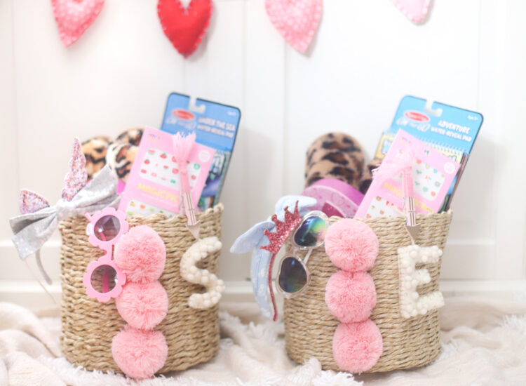 This Valentine’s Day, put together an adorable basket of love for your kids! We’re sharing everything we put in this year’s Valentine’s Day pom pom baskets for our girls. | @glitterinclexi | GLITTERINC.COM