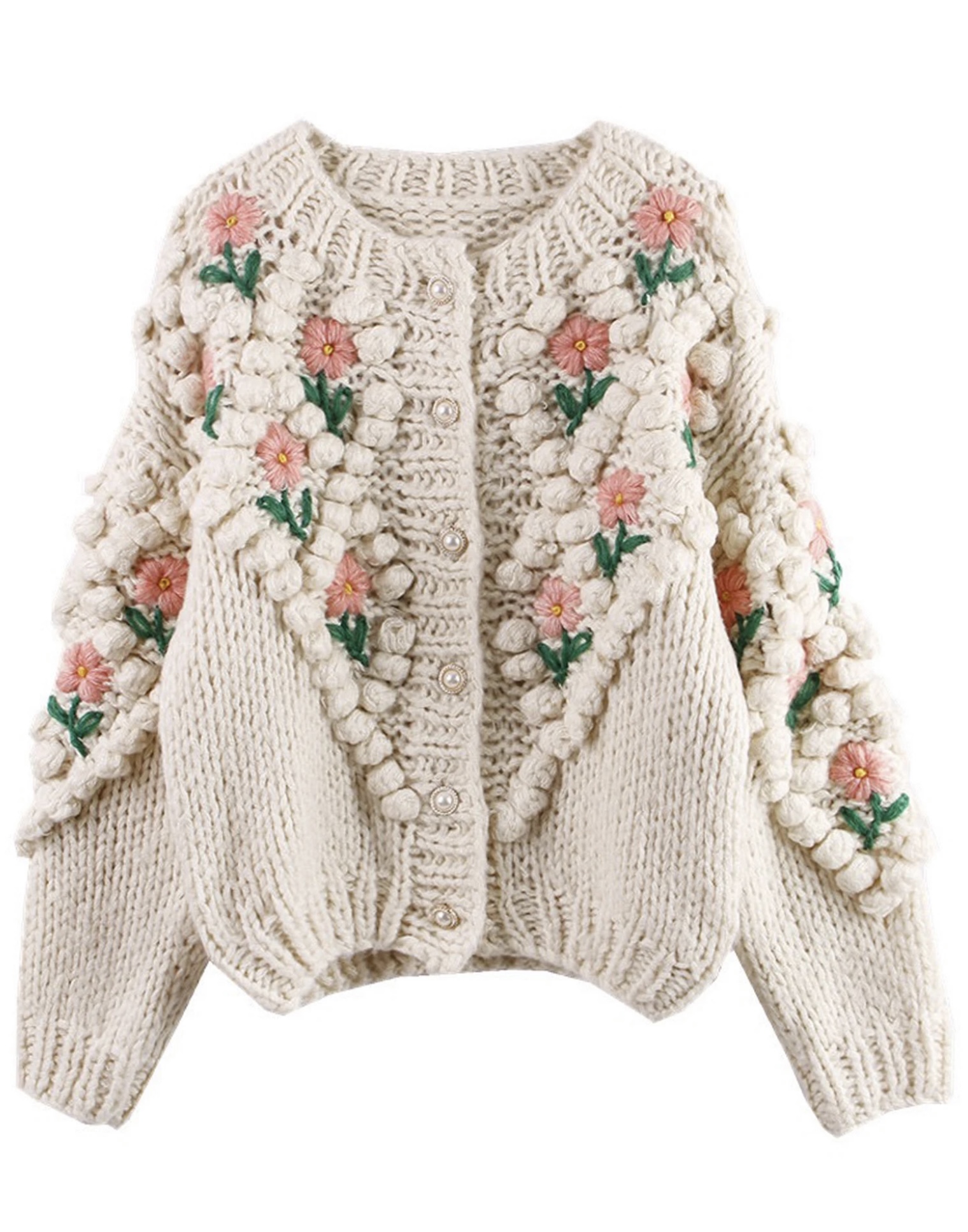 Weekly Finds + Vintage Florals  |  Goodnight Macaroon 'Laura' Floral Embroidered Pom Pom Cardigan