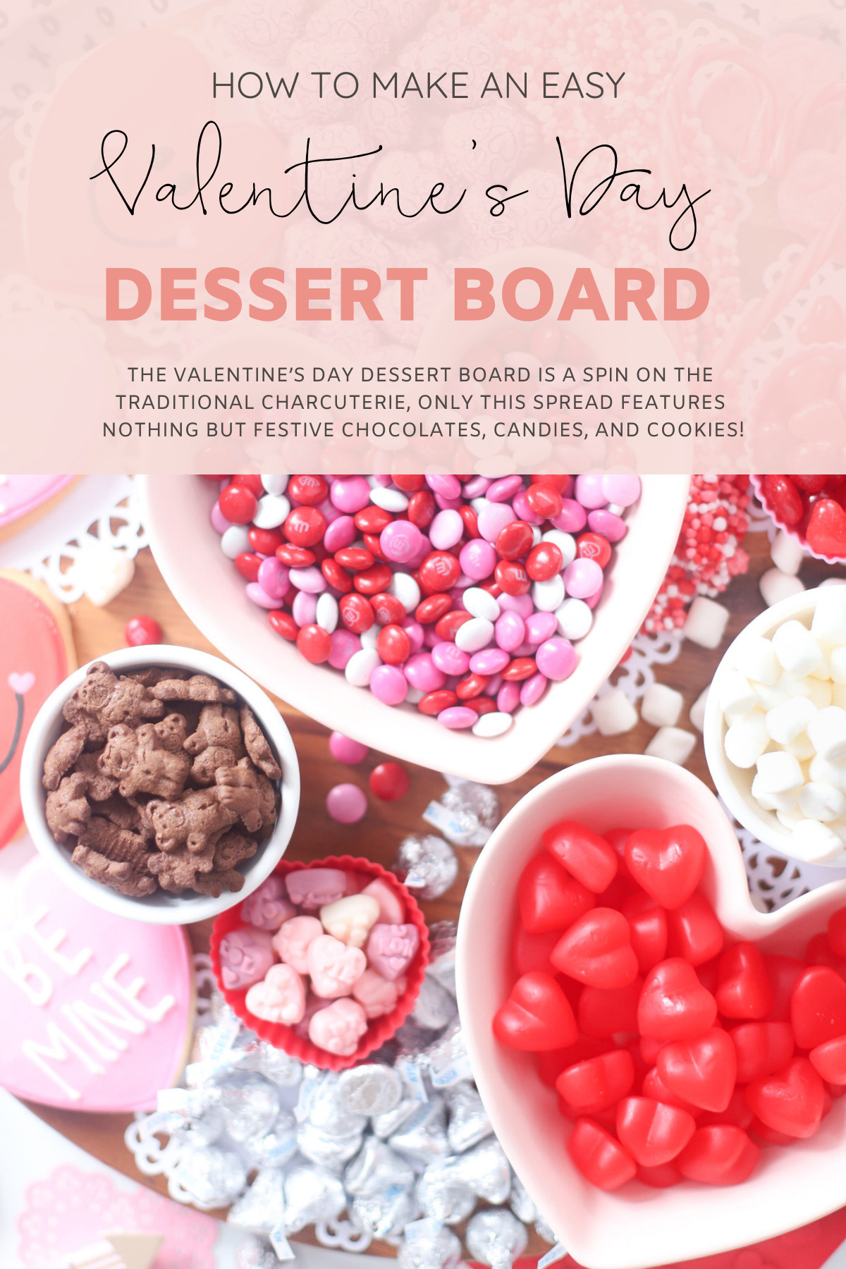 The Valentine’s Day dessert board is a spin on the traditional charcuterie, only this spread features nothing but dessert! Piled high with chocolates, candies, and cookies, this is the dessert spread of your sweet tooth dreams. No cooking required! | @glitterinclexi | GLITTERINC.COM